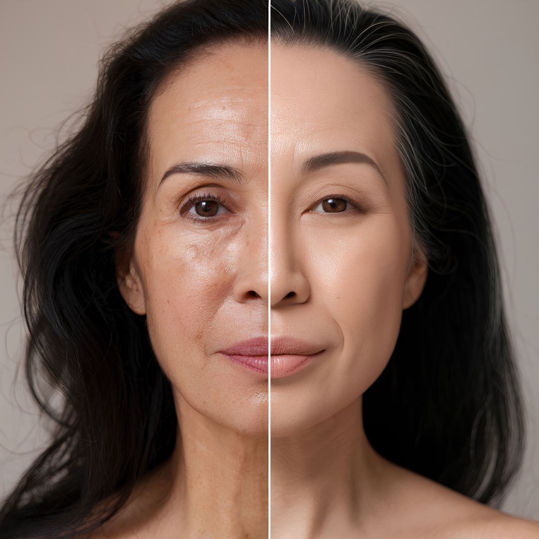 Microneedling results showing improved skin texture before and after treatment.